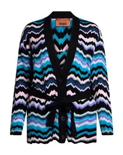 Missoni Woman Cardigan Azure Size 2 Viscose, Wool, Polyamide In Multi