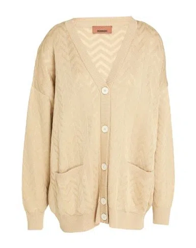 Missoni Woman Cardigan Beige Size 10 Cotton, Viscose, Elastane, Polyamide In Neutral