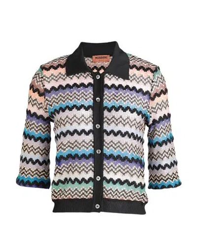 Missoni Woman Cardigan Black Size L Viscose, Cupro, Polyester