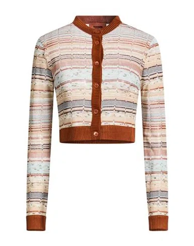 Missoni Woman Cardigan Brown Size 10 Viscose, Cotton, Metallic Fiber In Multi
