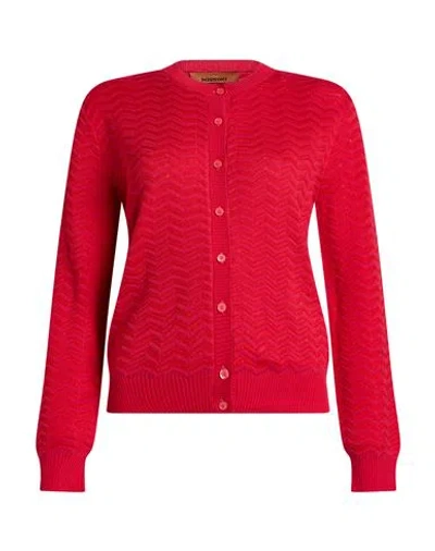 Missoni Woman Cardigan Coral Size 4 Cotton, Viscose In Red