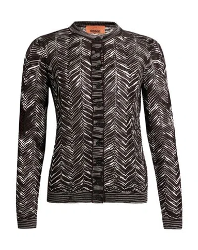 Missoni Woman Cardigan Dark Brown Size 4 Wool, Viscose