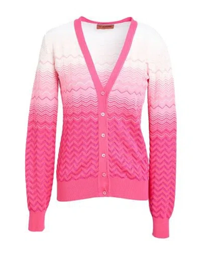 Missoni Woman Cardigan Fuchsia Size 10 Cotton, Viscose, Polyamide In Pink