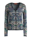 Missoni Woman Cardigan Light Brown Size Xl Viscose, Wool, Metallic Fiber In Blue