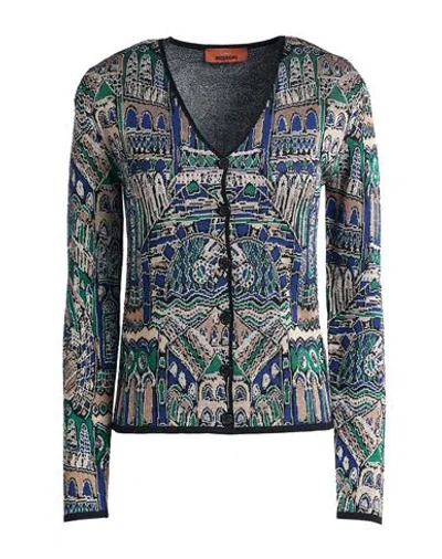 Missoni Woman Cardigan Light Brown Size Xl Viscose, Wool, Metallic Fiber In Blue
