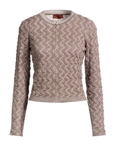 Missoni Woman Cardigan Light Brown Size Xs Viscose, Polyester, Metallic Fiber, Polyamide In Nude
