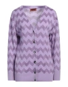 Missoni Woman Cardigan Lilac Size 2 Wool, Viscose, Polyamide In Purple