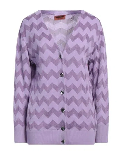 Missoni Woman Cardigan Lilac Size 2 Wool, Viscose, Polyamide In Purple