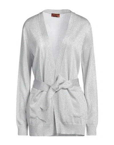 Missoni Woman Cardigan Silver Size 14 Viscose, Metallic Fiber