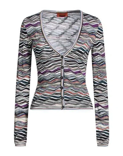 Missoni Woman Cardigan Slate Blue Size 12 Viscose, Wool, Polyamide, Elastane In Gray