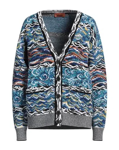 Missoni Woman Cardigan Turquoise Size M Wool, Cotton, Polyamide In Blue