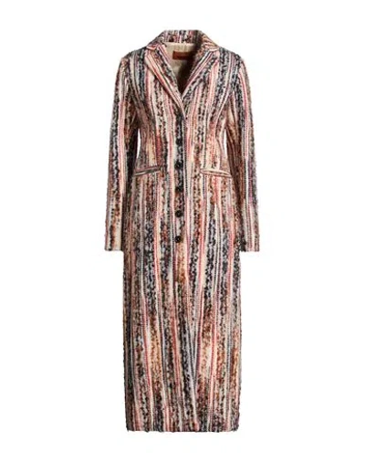 Missoni Woman Coat Beige Size 8 Wool, Superkid Mohair, Polyamide, Alpaca Wool In Sand