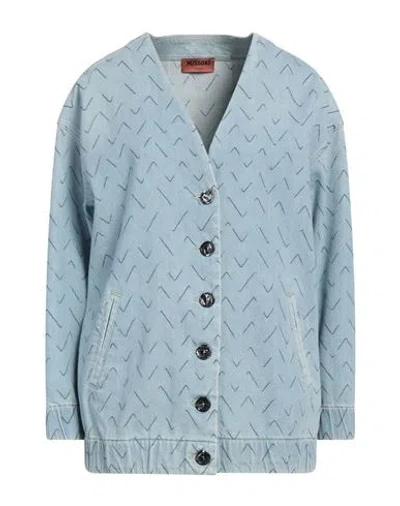 Missoni Woman Denim Outerwear Blue Size 6 Cotton, Elastomultiester