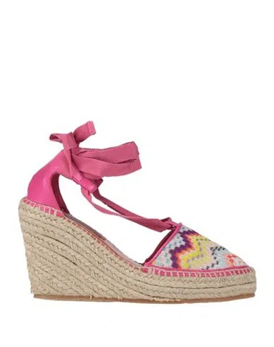 Missoni Woman Espadrilles Fuchsia Size 6 Leather, Textile Fibers In Pink