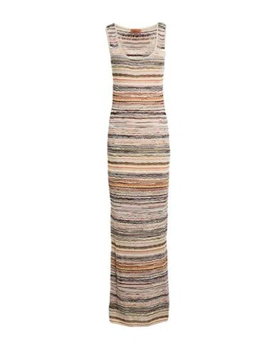 Missoni Woman Maxi Dress Beige Size 10 Viscose, Metallic Fiber, Elastane, Polyamide In Multi