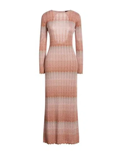 Missoni Woman Maxi Dress Blush Size 8 Viscose, Metallic Fiber In Pink