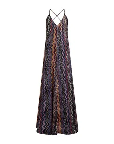 Missoni Woman Maxi Dress Dark Brown Size 2 Viscose In Multi
