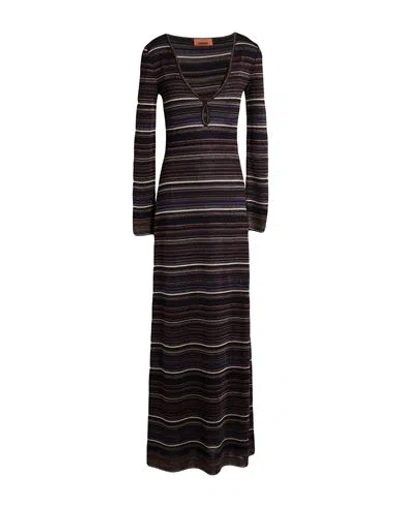 Missoni Woman Maxi Dress Dark Brown Size 4 Viscose, Wool, Metallic Fiber