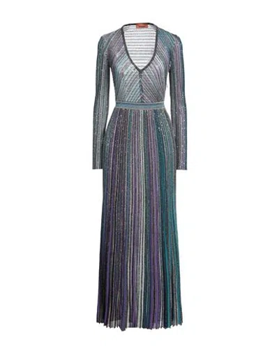 MISSONI MISSONI WOMAN MAXI DRESS DEEP TEAL SIZE 6 VISCOSE, METALLIC FIBER, POLYAMIDE, POLYESTER
