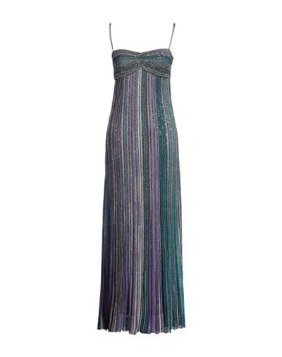 Missoni Woman Maxi Dress Deep Teal Size 8 Viscose, Metallic Fiber, Polyamide, Polyester In Brown