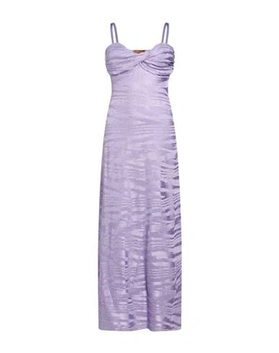 Missoni Woman Maxi Dress Lilac Size 2 Viscose, Metal In Purple