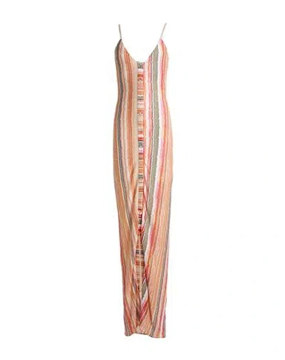 Missoni Woman Maxi Dress Orange Size 6 Viscose, Cotton, Metallic Fiber In Multi