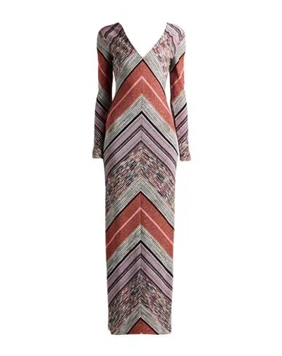 Missoni Woman Maxi Dress Orange Size 6 Viscose, Metallic Fiber In Gray