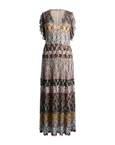 Missoni Woman Maxi Dress Pink Size 6 Viscose, Metallic Fiber
