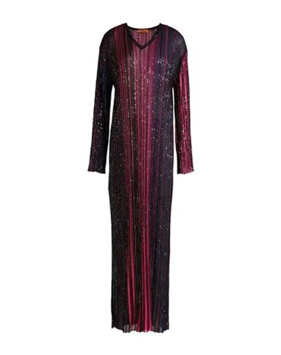 Missoni Woman Maxi Dress Purple Size 14 Viscose, Polyamide, Polyester, Metal