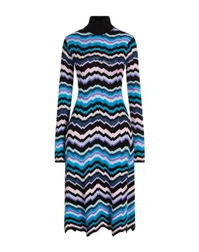 Missoni Zigzag Knitted Turtleneck Midi Dress In Multicoloured