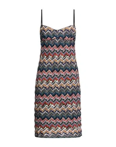 Missoni Woman Midi Dress Blue Size 10 Viscose, Wool, Metallic Fiber In Multi