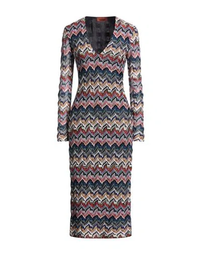 Missoni Woman Midi Dress Deep Teal Size 2 Viscose, Wool, Metallic Fiber In Green