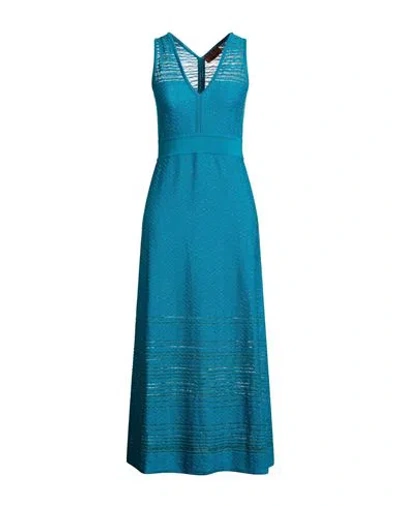 Missoni Woman Midi Dress Deep Teal Size L Wool, Viscose, Synthetic Fibers, Metallic Fiber, Elastane In Green