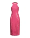 Missoni Woman Midi Dress Fuchsia Size 4 Silk, Polyester In Pink