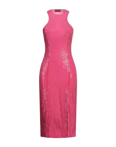 Missoni Woman Midi Dress Fuchsia Size 4 Silk, Polyester In Pink