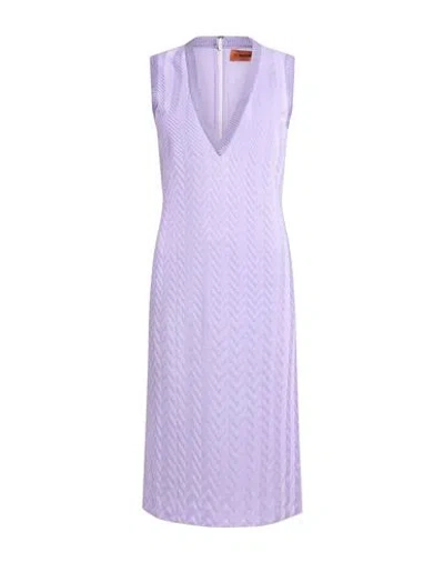 Missoni Woman Midi Dress Lilac Size 4 Cotton, Viscose In Pink