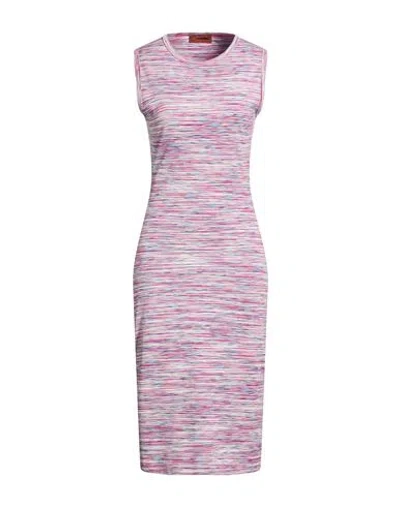 Missoni Woman Midi Dress Magenta Size 4 Cotton In Pink