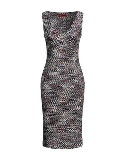 Missoni Woman Midi Dress Navy Size 8 Viscose, Wool In Navy Blue