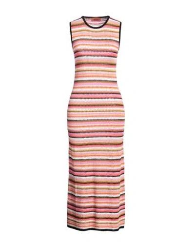 Missoni Woman Midi Dress Orange Size 10 Cotton, Viscose In Brown