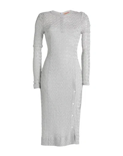 Missoni Woman Midi Dress Silver Size 4 Viscose, Cupro, Polyester