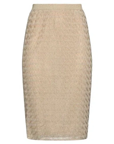 Missoni Woman Midi Skirt Gold Size 10 Viscose, Cupro, Polyester