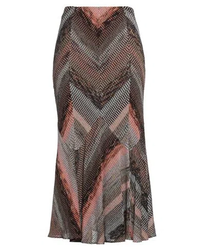 Missoni Woman Midi Skirt Khaki Size 12 Viscose, Metallic Fiber