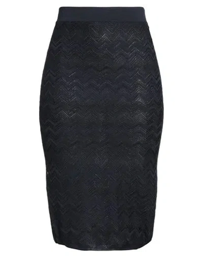 Missoni Woman Midi Skirt Navy Size 6 Viscose, Wool