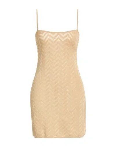 Missoni Woman Mini Dress Beige Size 10 Cotton, Viscose, Elastane, Polyamide In Brown