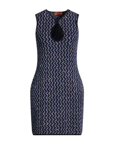 Missoni Woman Mini Dress Blue Size 10 Viscose, Polyamide, Polyester, Elastane
