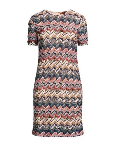 Missoni Woman Mini Dress Blue Size 4 Viscose, Wool, Metallic Fiber In Multi