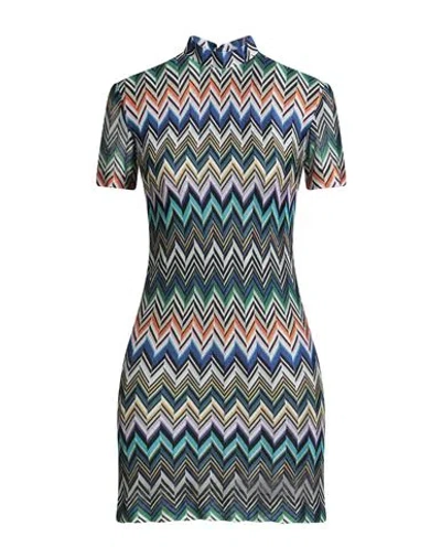 Missoni Woman Mini Dress Bright Blue Size 8 Viscose In Animal Print