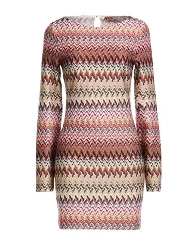 Missoni Woman Mini Dress Brown Size 10 Viscose, Metallic Fiber, Polyamide