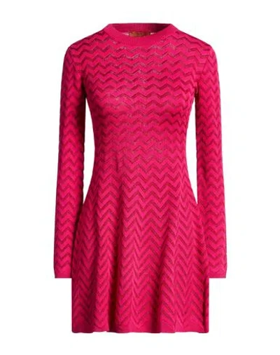 Missoni Woman Mini Dress Fuchsia Size 6 Cotton, Viscose, Elastane, Polyamide In Pink