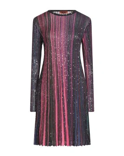 Missoni Lurex Pleated Short Dress In Purple